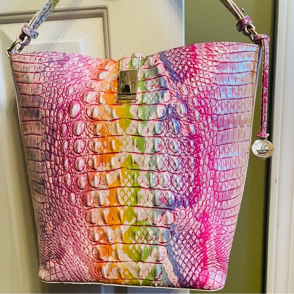 💘NWOT! RARE COLOR!! Brahmin Leather Croc Shira in Optimism! - Picture 15 of 16